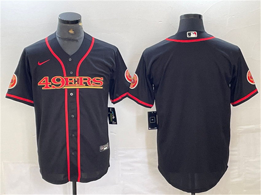 Men's Black San Francisco 49ers Blank With Patch Cool Base Stitched Baseball Jersey